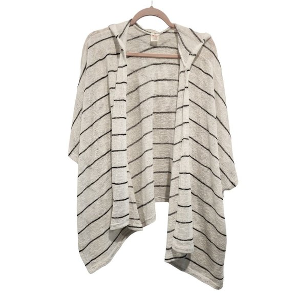 White with black stripes cardigan with hood - Picture 1 of 3